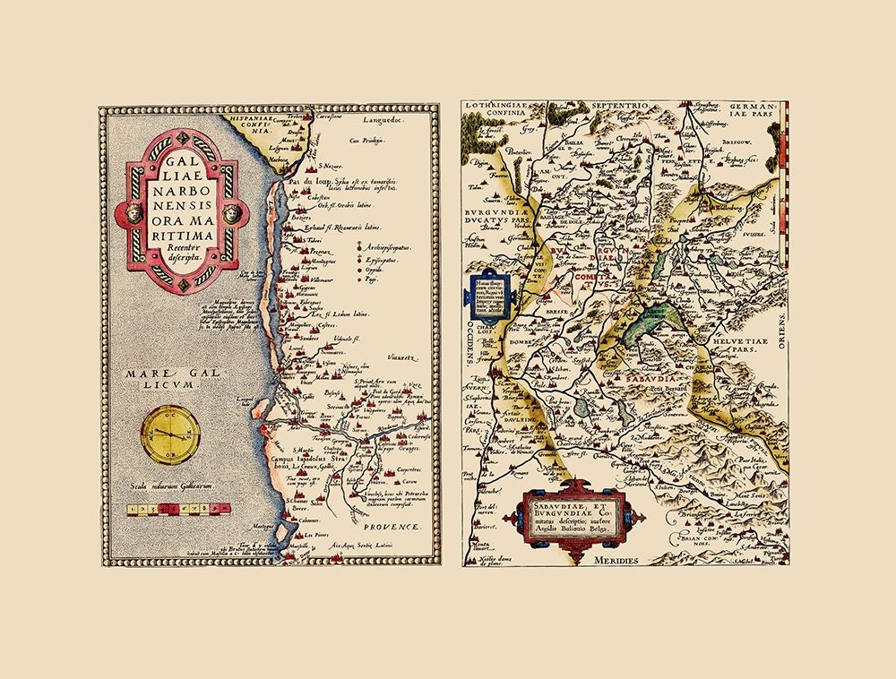Europe France Switzerland Italy - Ortelius 1574