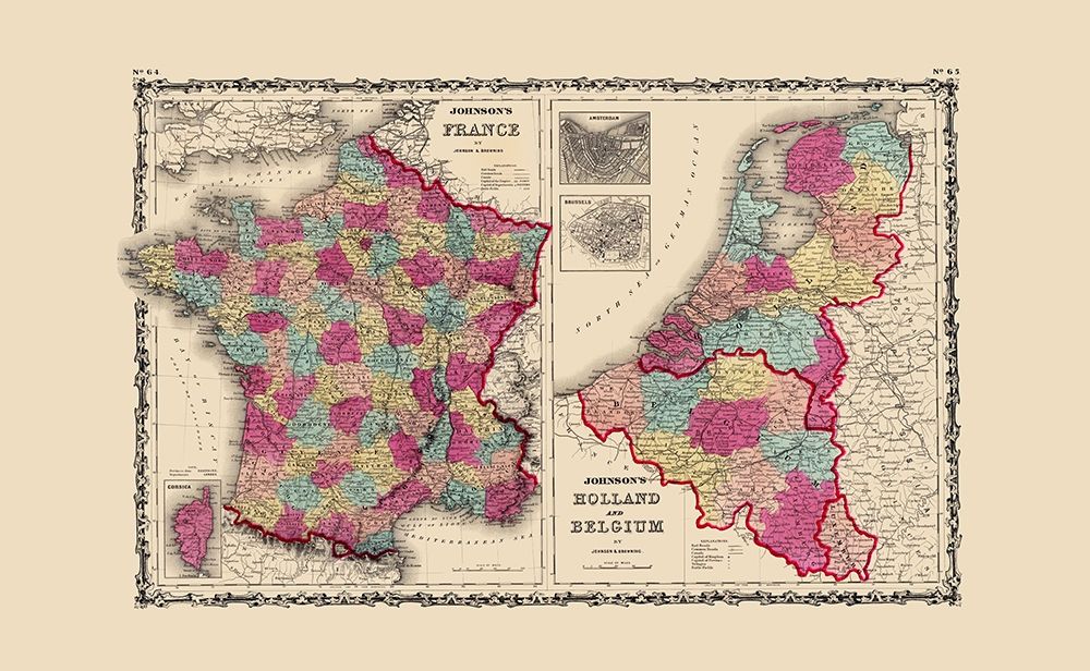 Europe France Holland Belgium - Johnson 1860