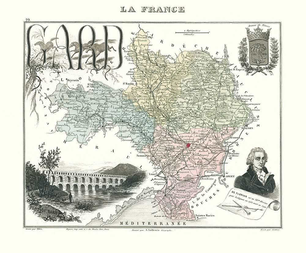 Gard Region France - Migeon 1869