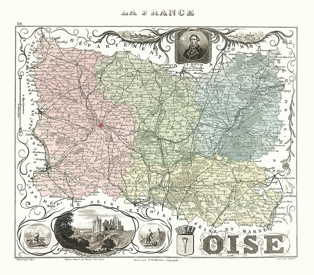 Seine et Oise Department France - Migeon 1869