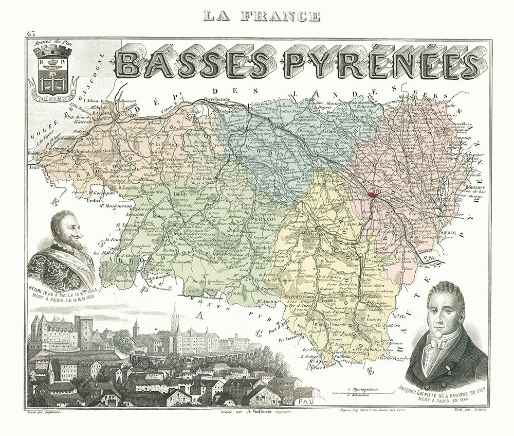Basses Pyrenees Department France - Migeon 1869