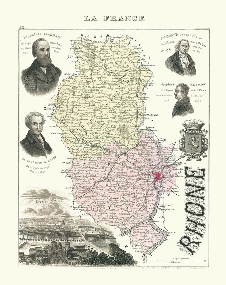Rhone Department France - Migeon 1869