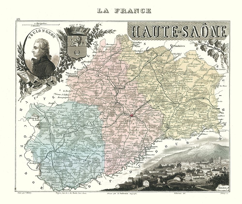 Haute Saone Department France - Migeon 1869