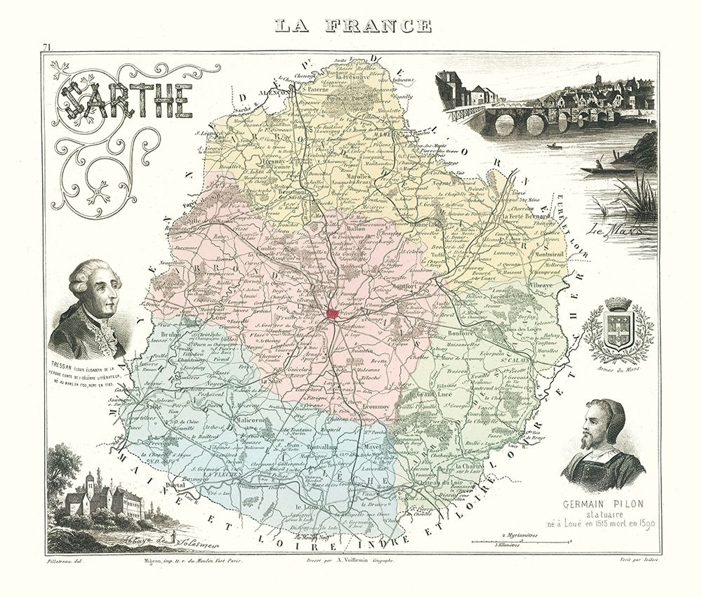 Sarthe Department France - Migeon 1869
