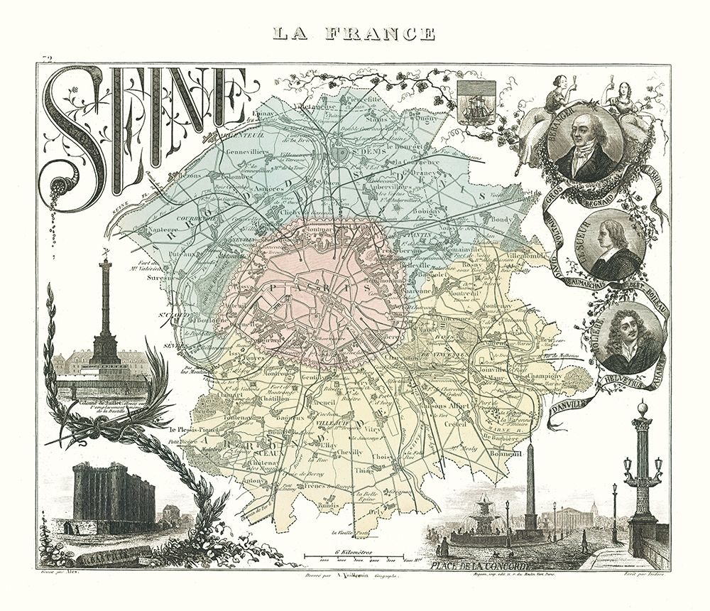 Seine Department France - Migeon 1869