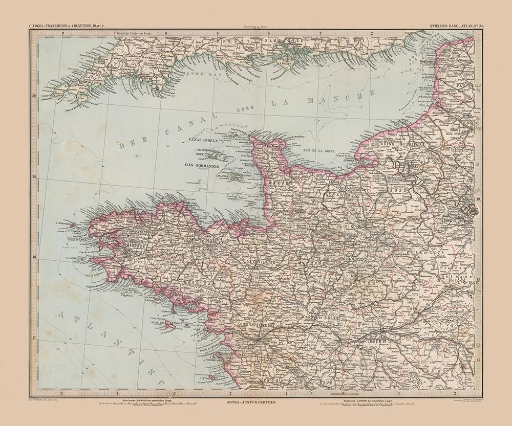 Northwestern France - Stieler 1885