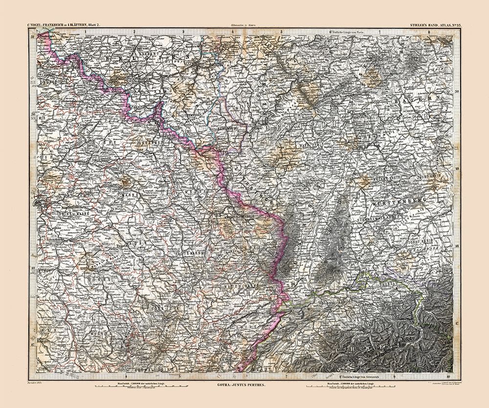 Northeastern France - Stieler 1885