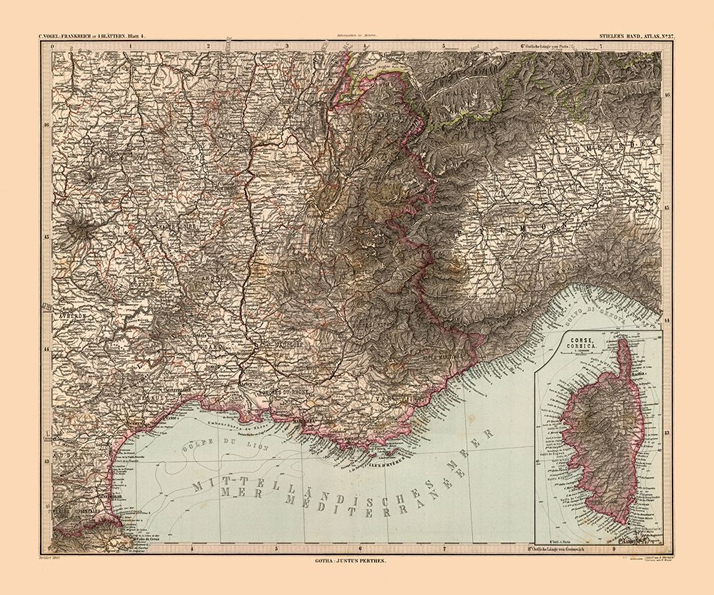 Southeastern France - Stieler 1885