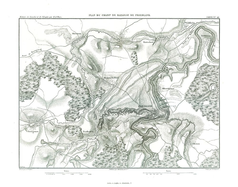 Battle of Friedland, Field Plan - Thiers 1866
