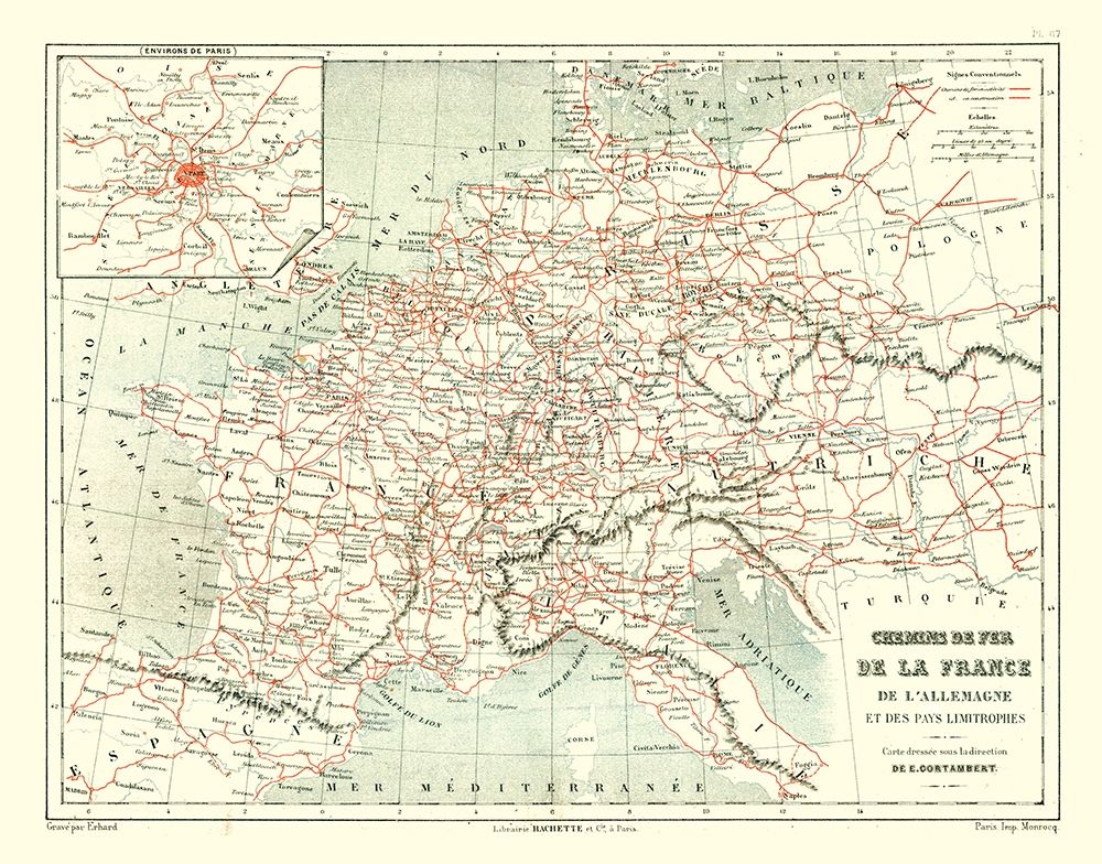 Railroads France - Cortambert 1880