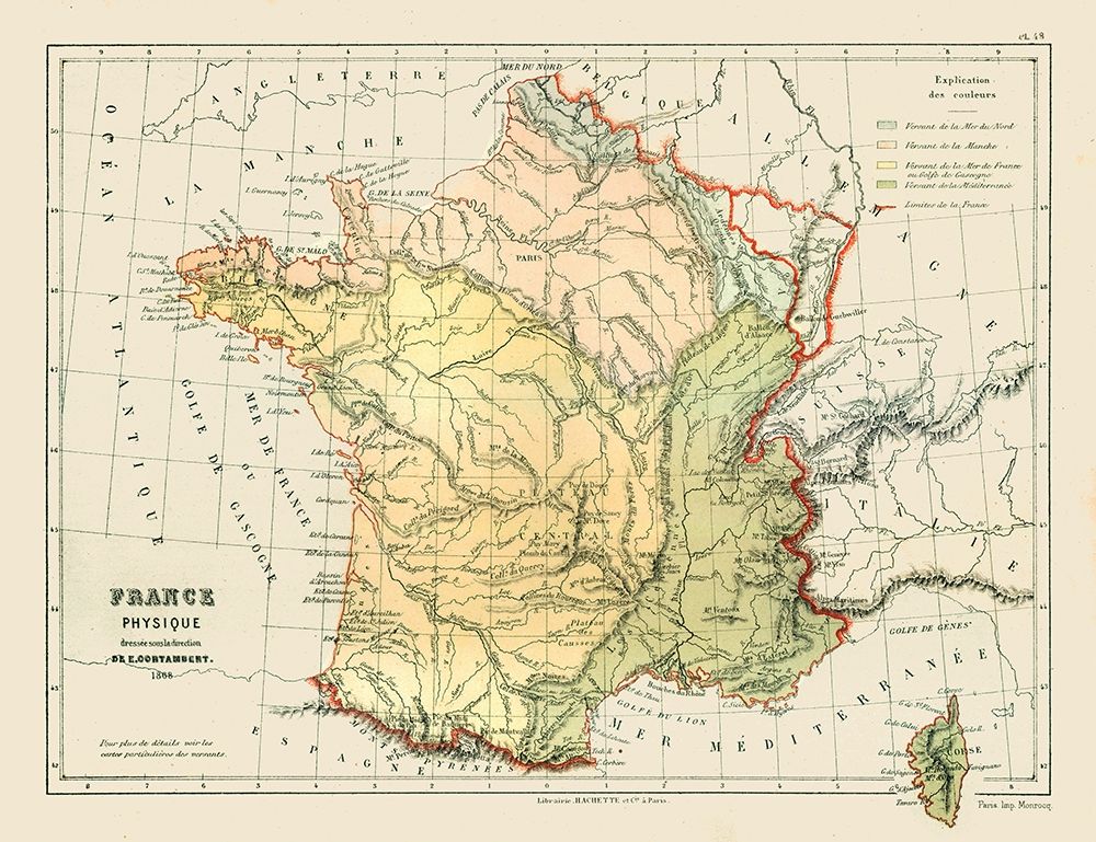 Physical France - Cortambert 1880