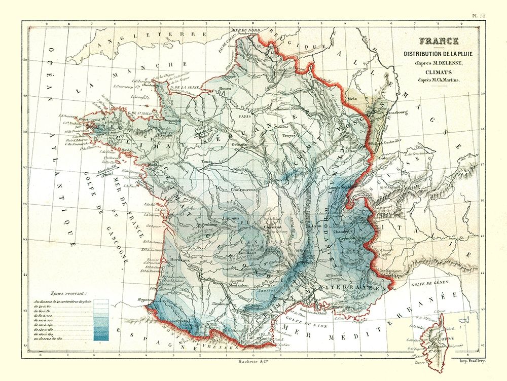 Rain Distribution France - Cortambert 1880