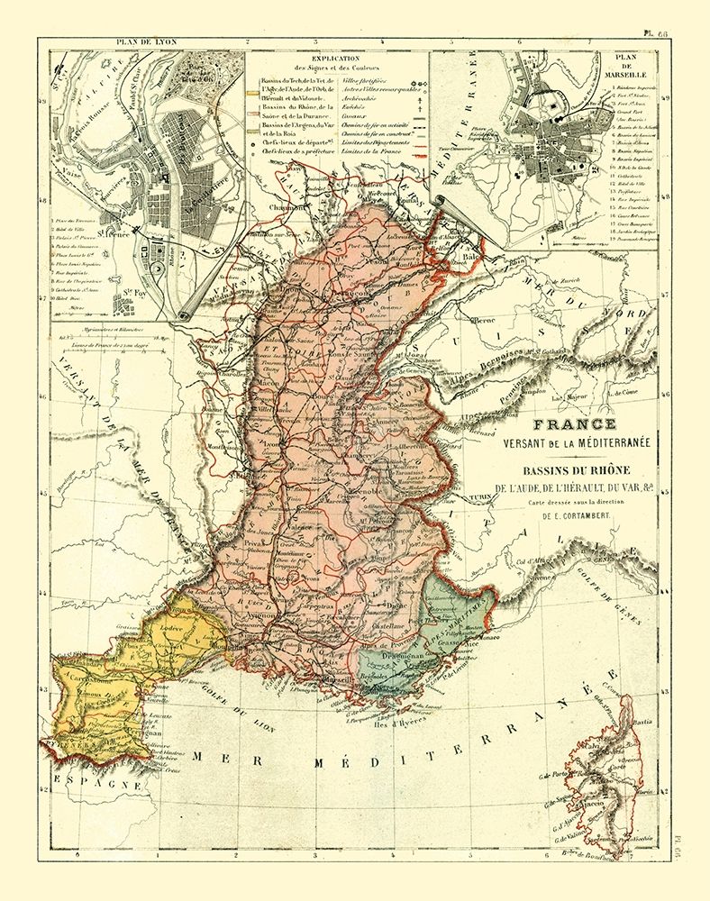 Basins of Rhone France - Cortambert 1880