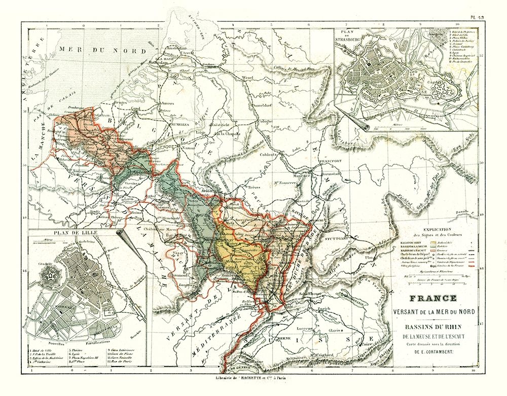 Basins of Rhine North Sea France - Cortambert 1880
