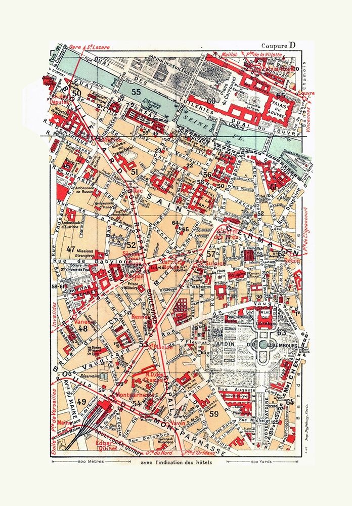 Central Paris France - Blue Guides 1921