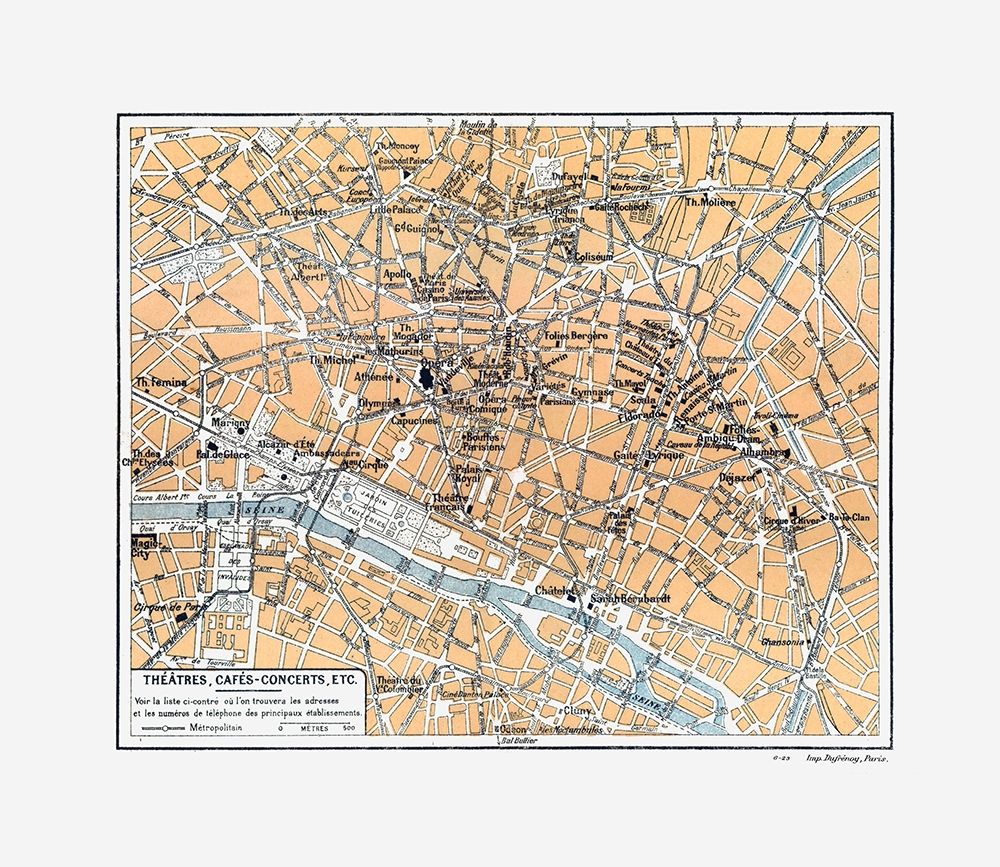 Theatres Cafes Paris France - Blue Guides 1921