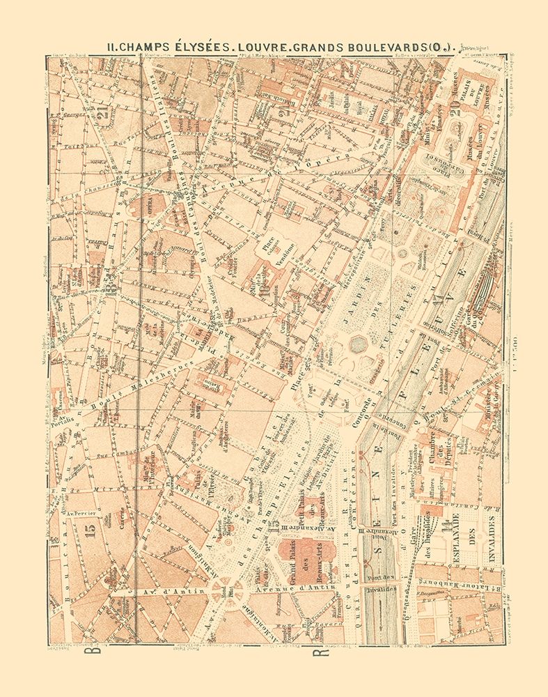 Champs Elysees Louvre Paris France - Baedeker 1911