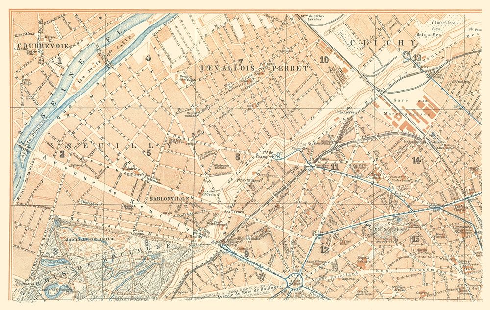 Courbevoie Clichy Paris France - Baedeker 1911