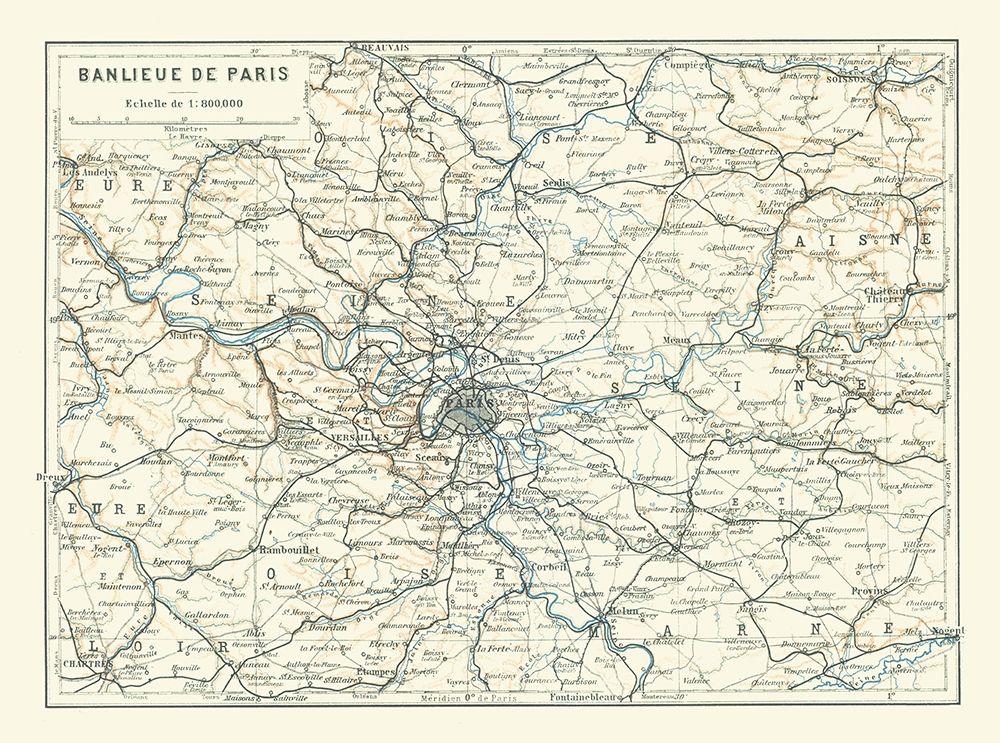 Suburbs Paris France - Baedeker 1911