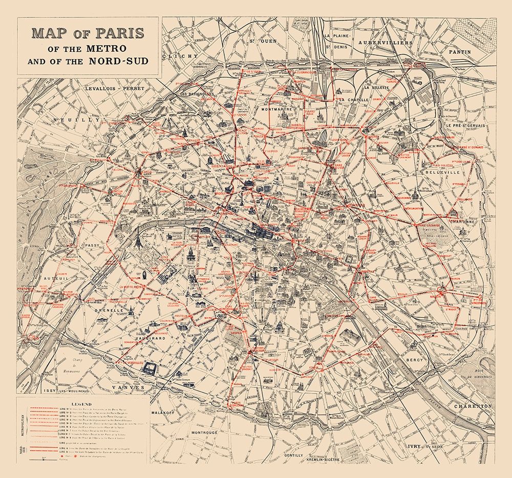 Metro Nord Sud Paris France - 1923
