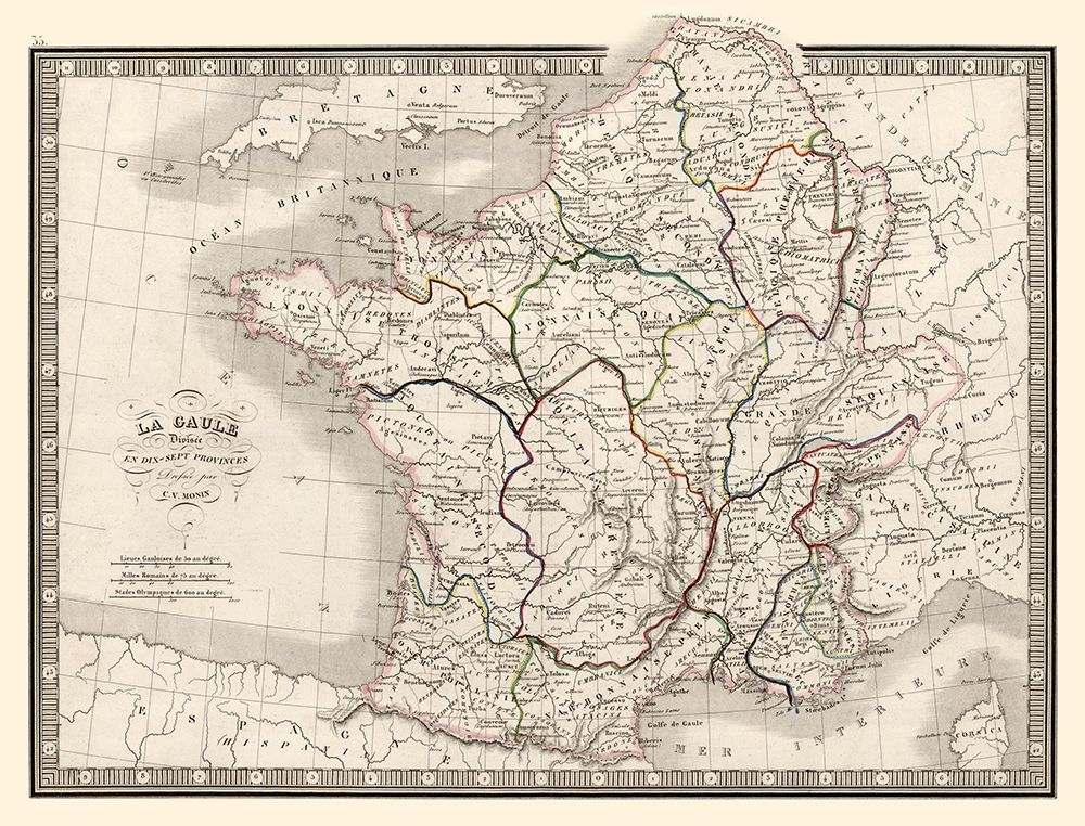 Ancient France Ten Provinces - Monin 1839
