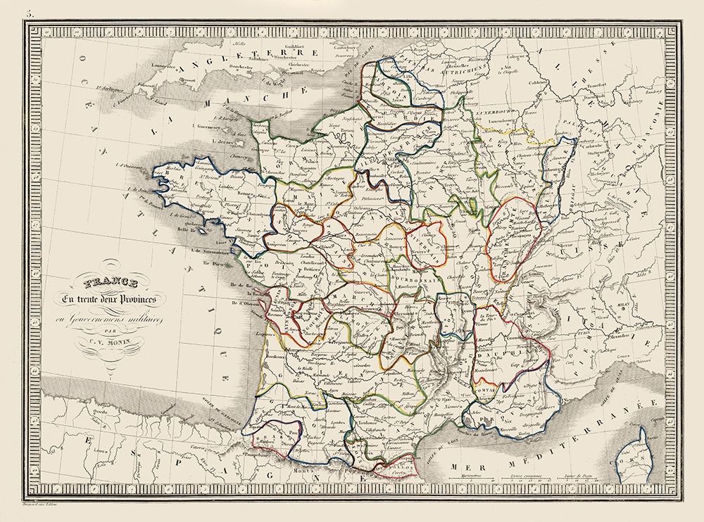 Thirty Two Provinces France - Monin 1839