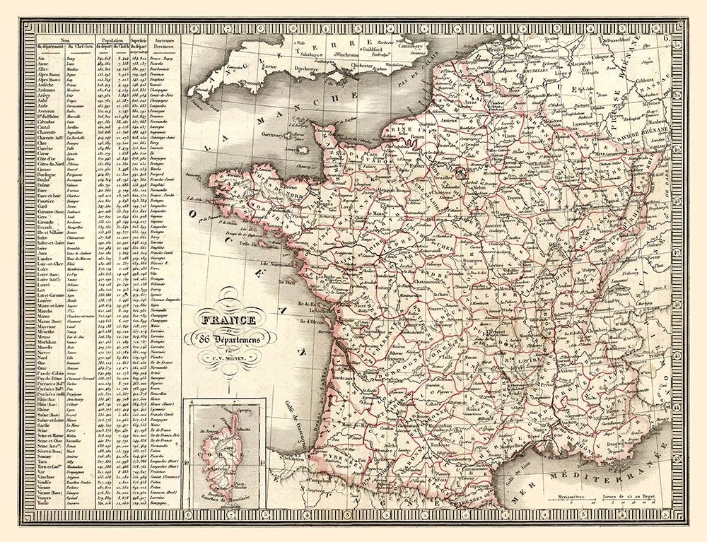 86 Departments France - Monin 1839