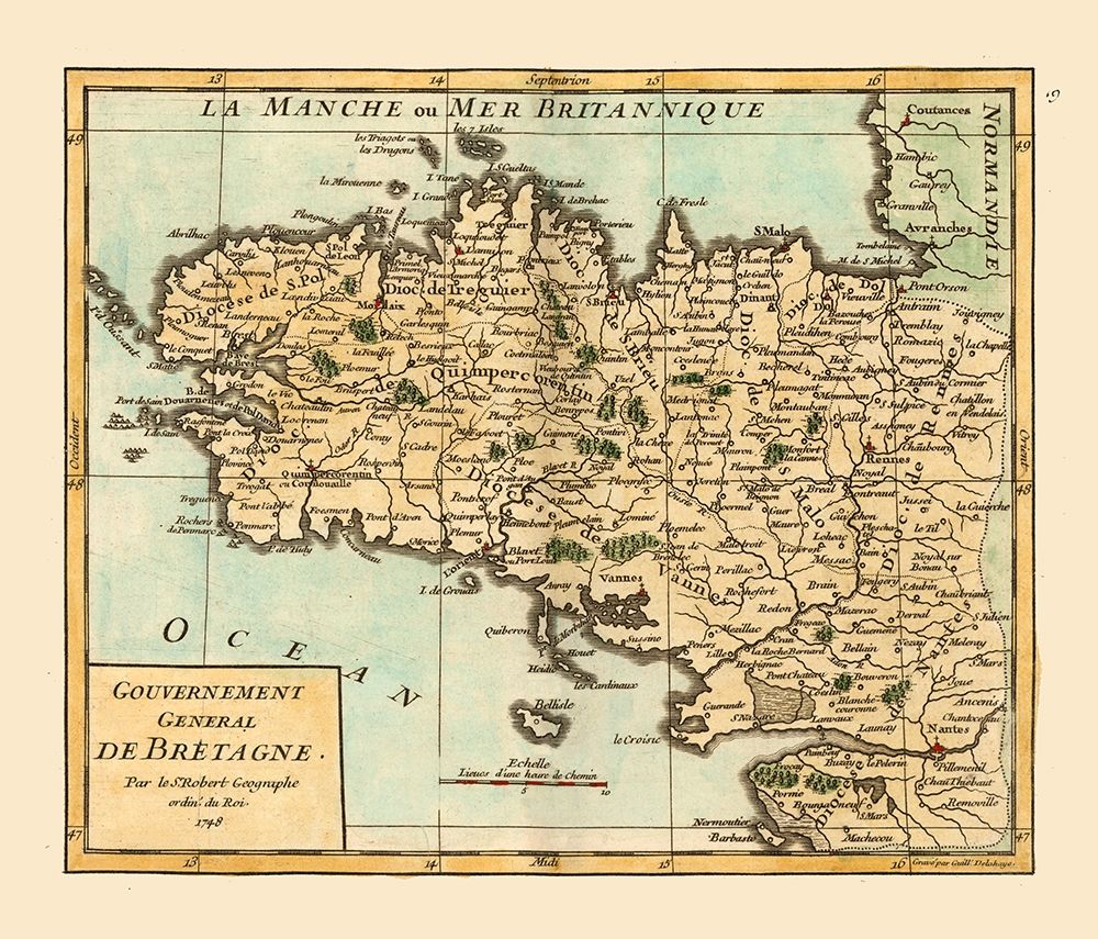 Brittany Province France - Robert 1748