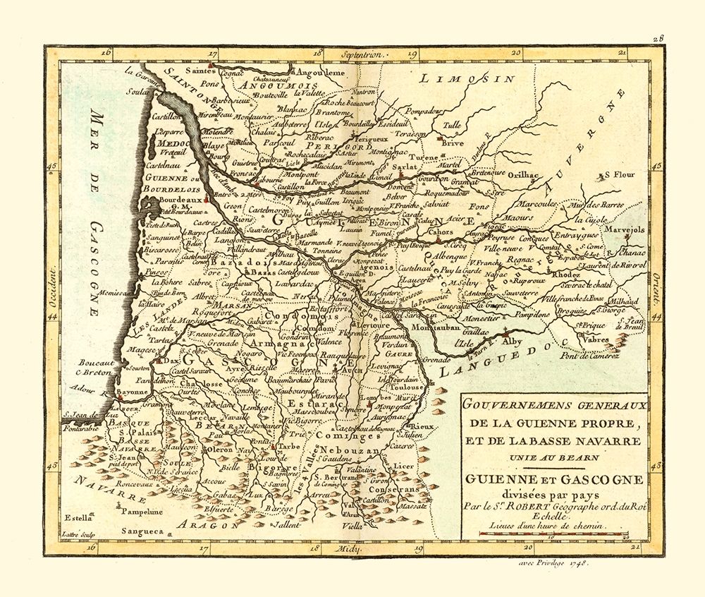 Guyenne Gascony France - Robert 1748