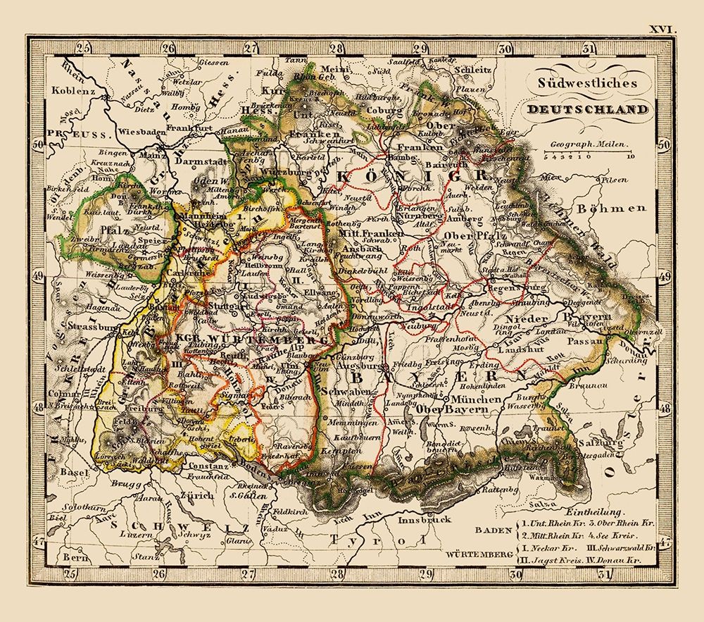 Southwest Germany - Stieler 1852