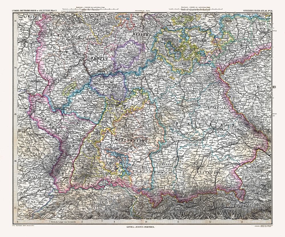 Southern Germany - Stieler 1885