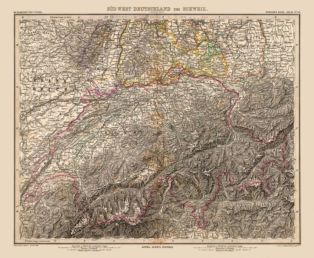 Southwest Germany Switzerland - Stieler 1885