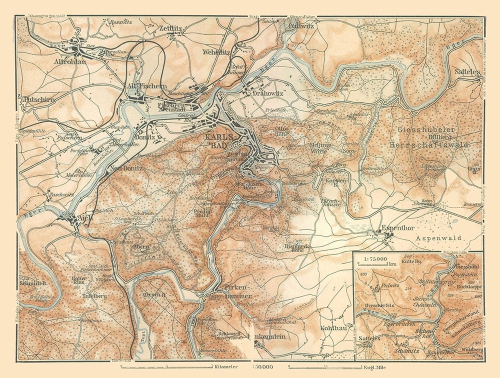 Karlsbad Region Germany - Baedeker 1910