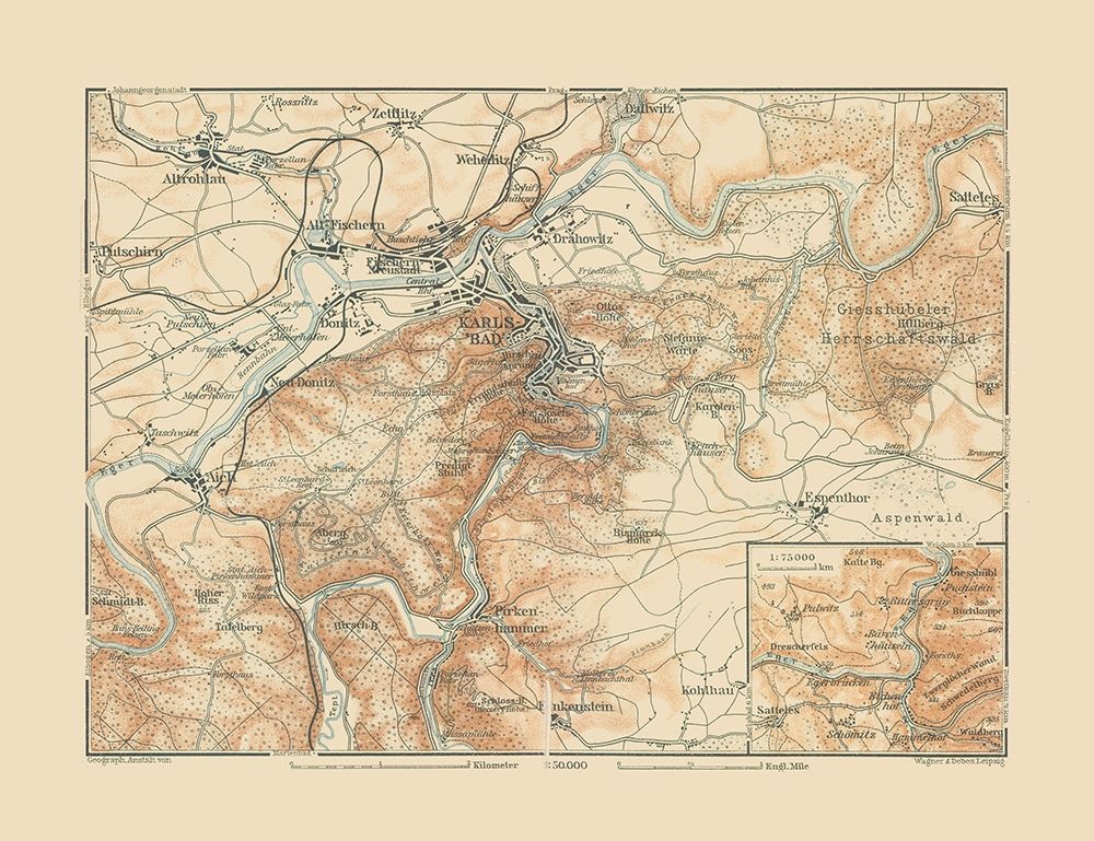 Karlsbad Region Germany - Baedeker 1910