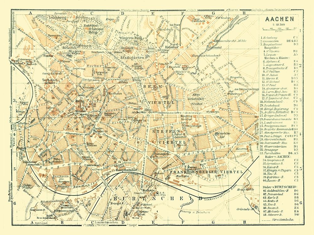 Aachen Germany - Baedeker 1914