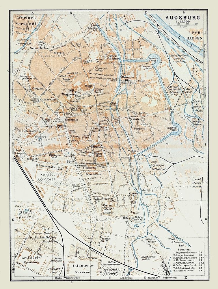 Augsburg Germany - Baedeker 1914