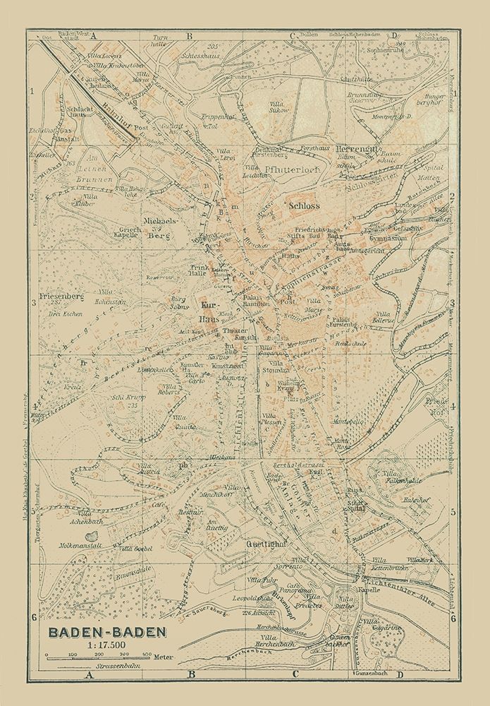 Baden Baden Germany - Baedeker 1914