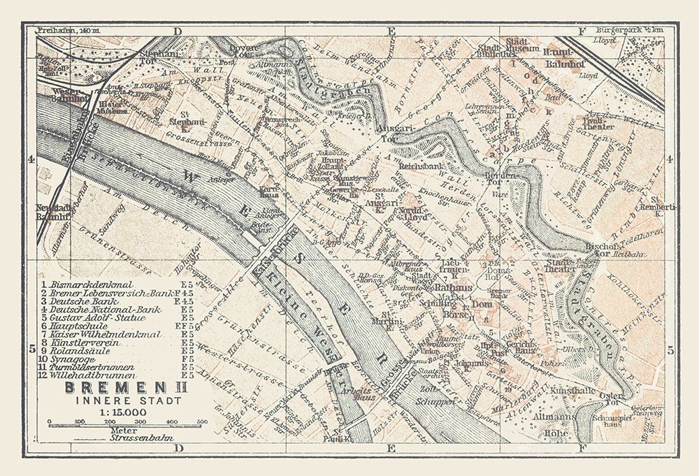 Bremen Germany - Baedeker 1914