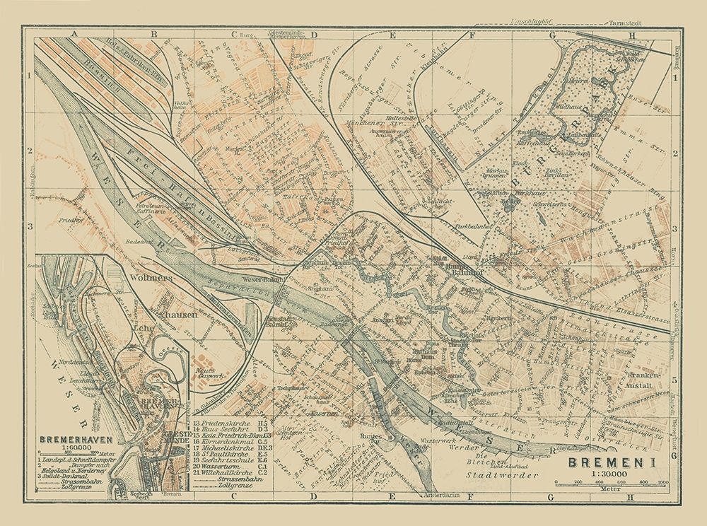 Bremen Bremerhaven Germany - Baedeker 1914