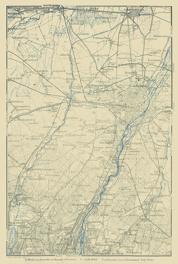 Dachau Region Germany - Baedeker 1914