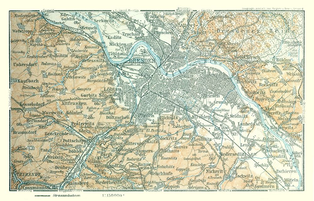 Dresden Region Germany - Baedeker 1914