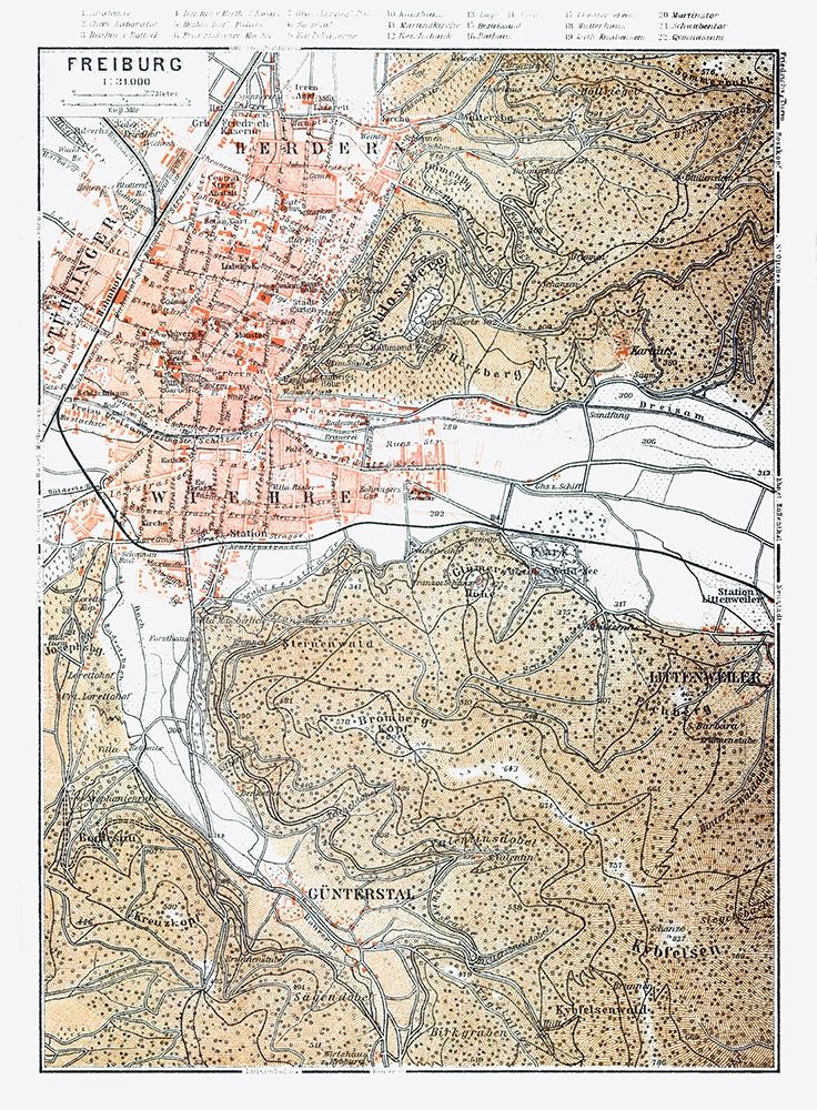 Freiburg Germany - Baedeker 1914