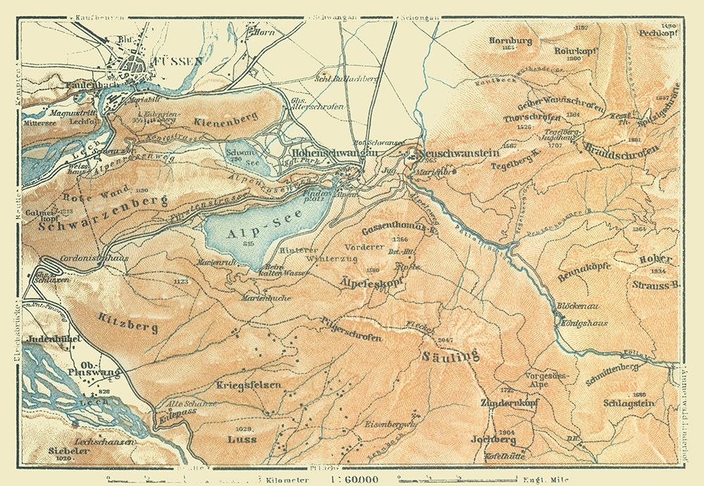 Fussen Region Germany - Baedeker 1914