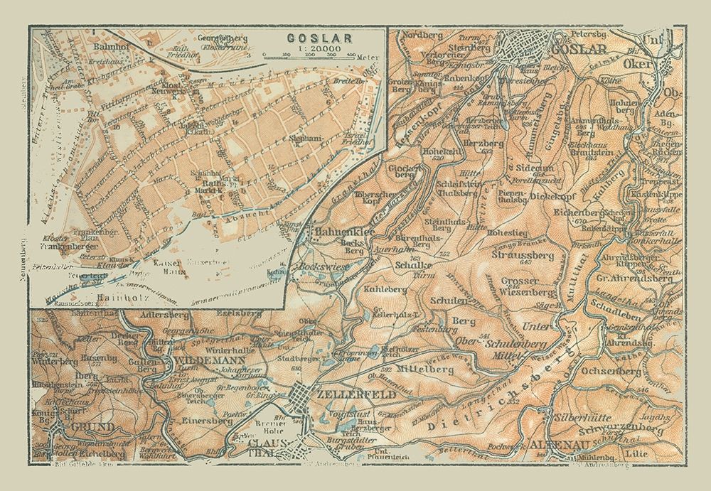 Goslar Region Germany - Baedeker 1914