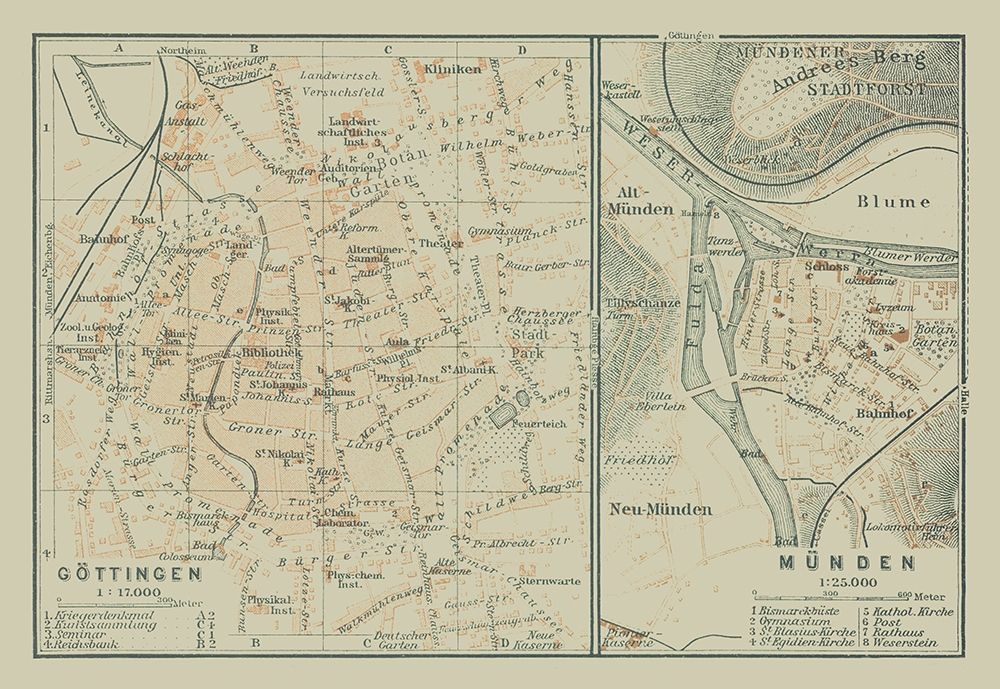 Gottingen Munden Germany - Baedeker 1914