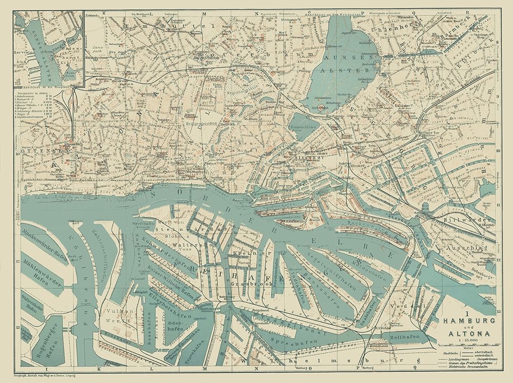 Hamburg Altona Germany - Baedeker 1914