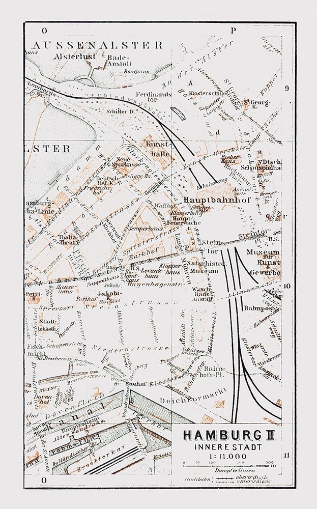 Hamburg Inner City Germany - Baedeker 1914