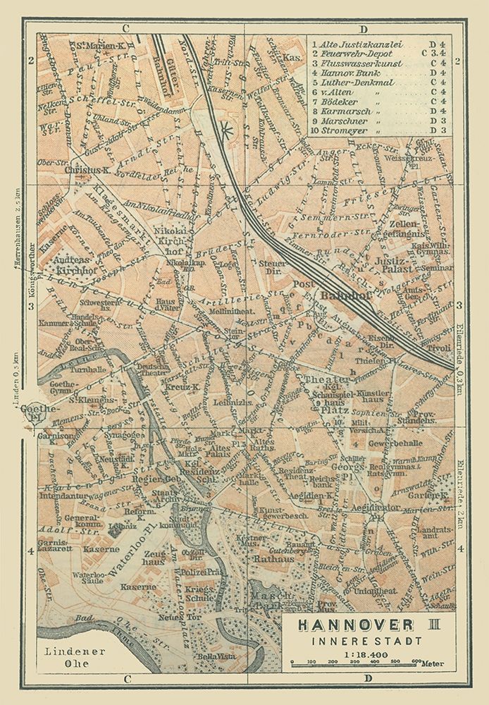Hannover Inner City Germany - Baedeker 1914