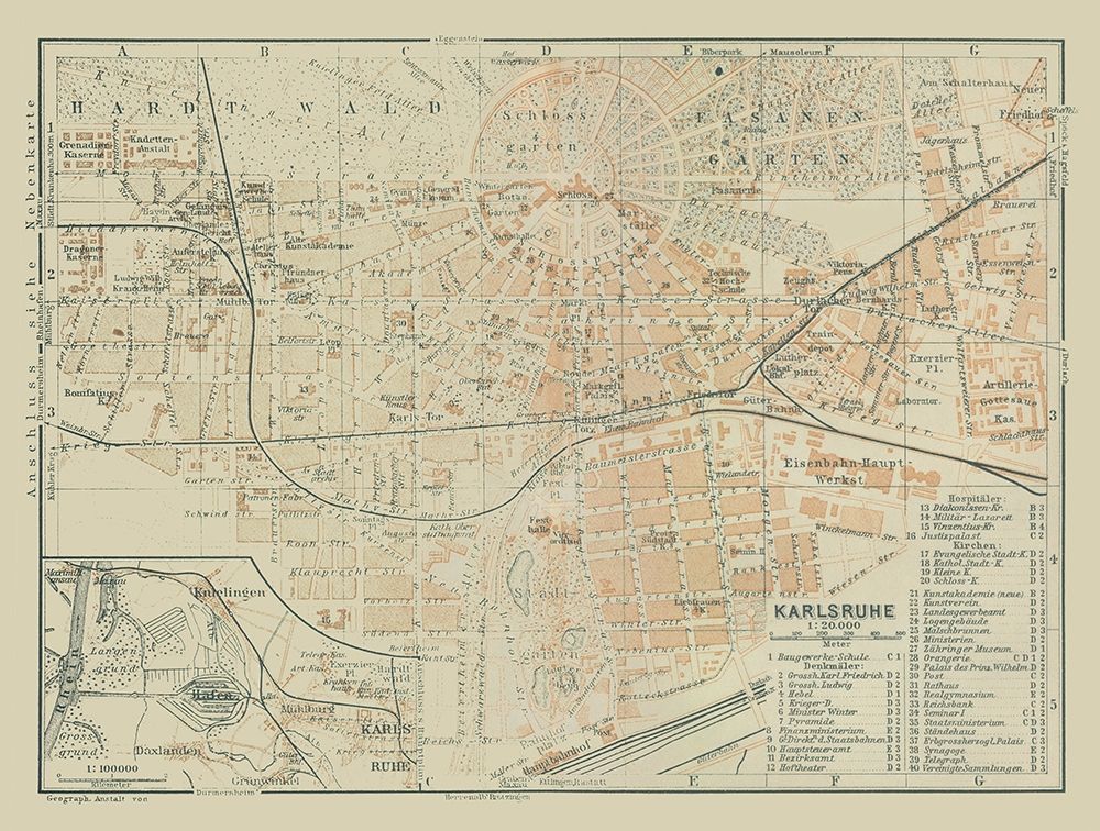 Karlsruhe Germany - Baedeker 1914