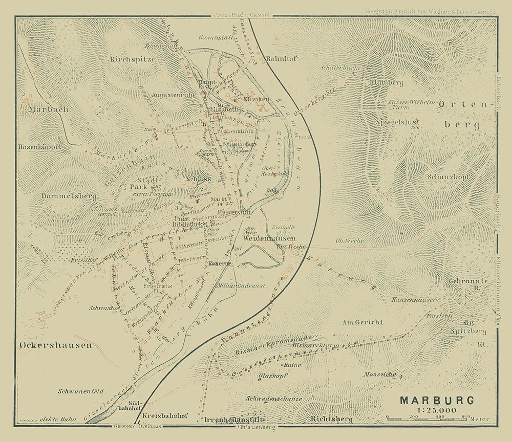 Marburg Germany - Baedeker 1914